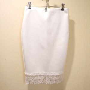 Asos white pencil Stretchy midi Skirt size 10